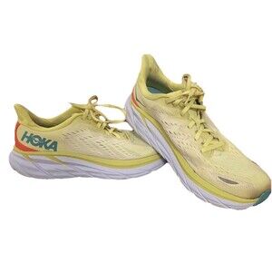 Hoka One Womens 10.5 B Clifton 8 Yellow Comfort Shoes